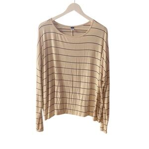 Old Navy Cream and Brown Relaxed Long Sleeve Tunic